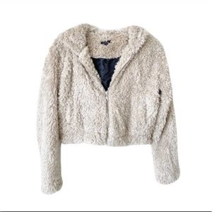 Boohoo Teddy Zipped Hoodie Cropped Jacket Size 10